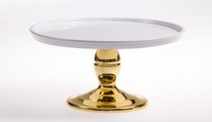 10″D White With Gold Footed Cake Stand – Gold<br>ARL-CH1407201-10 GOL<span class='add_link close' onclick='add_link(this)' data-dismiss='modal'><span class='sku'>ARL-CH1407201-10 GOL</span>Click to Add</span>