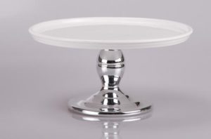 10″D White With Wilver Footed Cake Stand – Silver<br>ARL-CH1407201-10 SLV<span class='add_link close' onclick='add_link(this)' data-dismiss='modal'><span class='sku'>ARL-CH1407201-10 SLV</span>Click to Add</span>